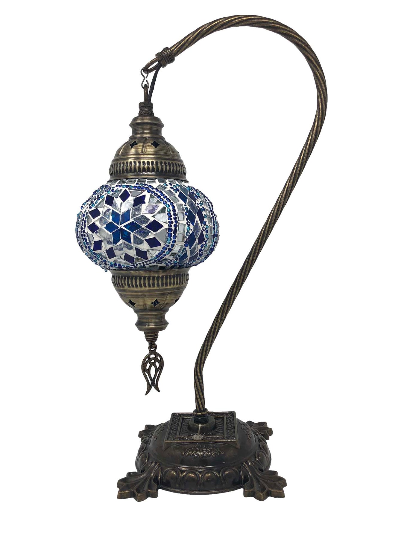 Turkish Mosaic Camel Neck Lamp - 8.75x16.25 - DB2 - Royal Blue