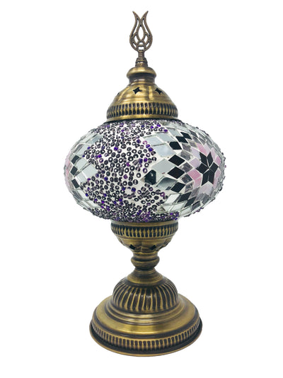 Swan Neck Mosaic Table Lamp, Purple, Model 2 (Medium) - Mosaic Lamps:  Turkish Mosaic and Moroccan Lamp